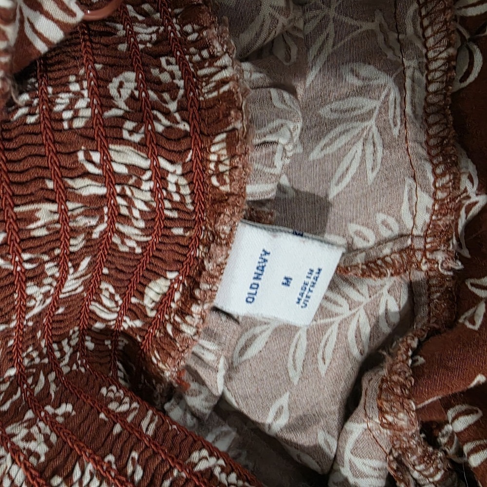Old‎ Navy Womens Jumpsuit Medium Floral Burnt Orange Tropical Summer Vacation - Picture 8 of 9